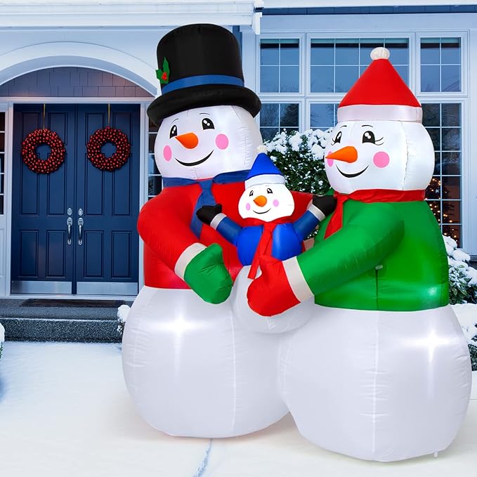 6FT Christmas Inflatable Snowman Family, Outdoor Christmas Decorations Blow Up Inflatables Decorations with Built-in LED for Outside, Lawn, Yard Gaint Holiday Decor