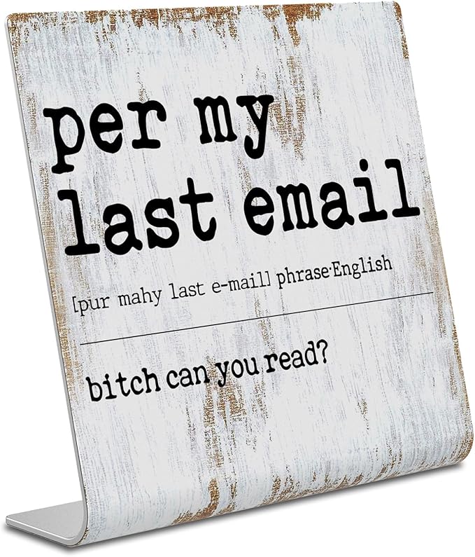 TRCENDE per my last email sign Definition Office Sign,Gifts Coworker Gifts for Women Men Home Office Decor Definition,Cute Office Tabletop Decor,Motivational Office Desk Decor XUV84