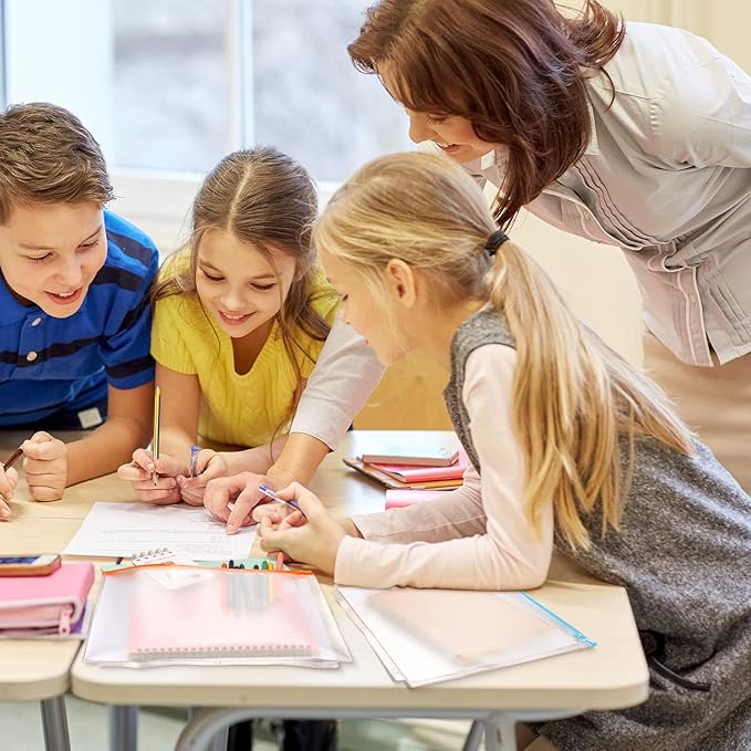 40 Pieces Binder Pockets 3 Hole Zipper Pouch 3 Ring A4 Pockets with Zipper Binder Folders Plastic Pouches Loose Leaf Bags Waterproof PVC Document Filing Bag (Colorful)