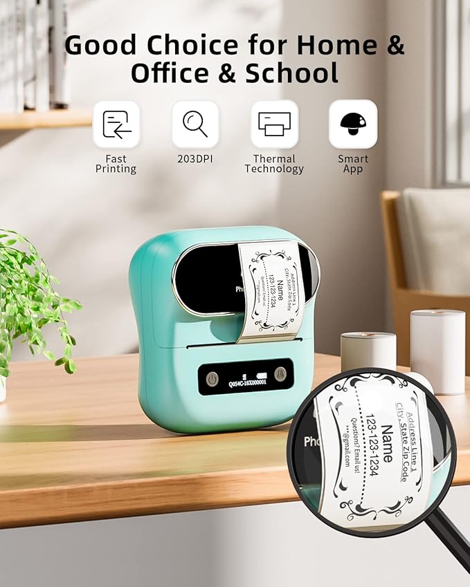 Phomemo Label Maker, M220 Thermal Label Printer, Portable Bluetooth Wireless Inkless 3 Inch Barcode Printer, Great for Home, School & Office, Compatible with Phone, PC, with 3 Label