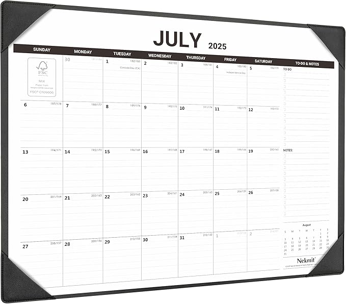 Nekmit Desk Calendar 2025-2026 with Desktop Mat, Large Desk Calendar Runs from Jul 2025 - Dec 2026, Big Desk Pad Calendar 21 x 16 1/2 Inches for Home and Office