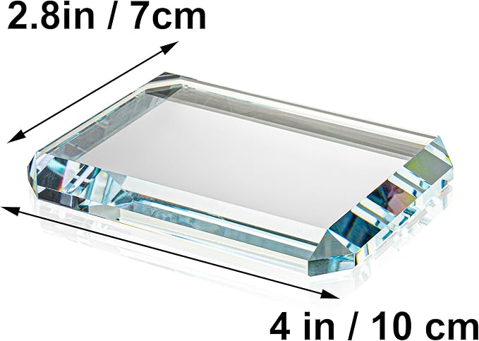 Set of 2 Rectangular Glass Paperweight Blocks - Clear Glass Paper Weights - Glass Block Decor Tiles for Office, Home Crafts, Projects, Ornaments (A)