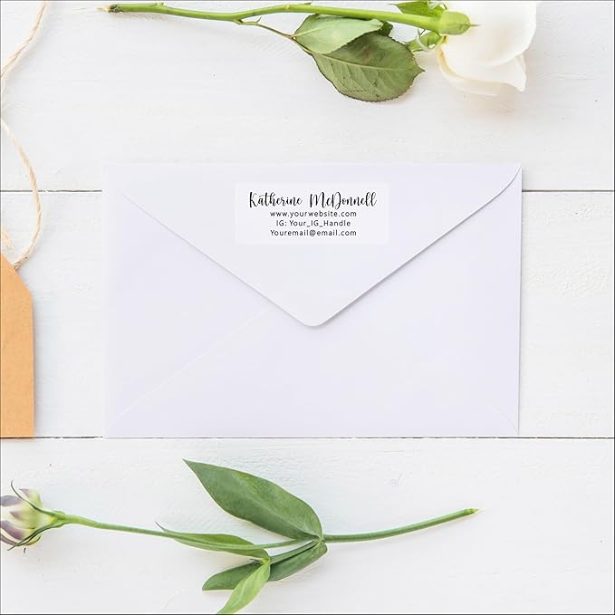 White Address Labels - Personalized Return Address Labels, Mailing and Shipping Stickers for Envelopes, Packages, Business, Home Use (Chic Script)