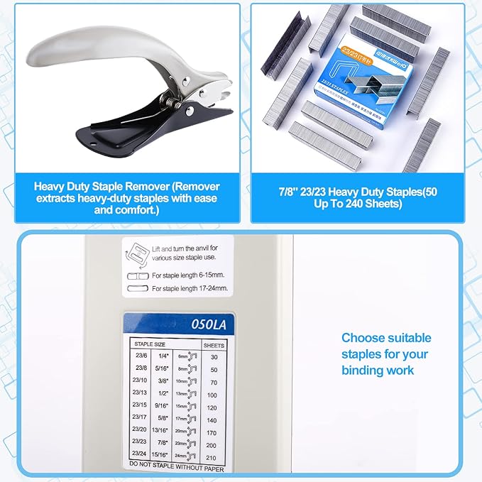 Heavy Duty Stapler,240 Sheet High Capacity Large Stapler with Staple Remover and 4000 Staples,Nextlifei Effortless Industrial Staplers,Easy to Load Heavy-Duty Staples,for Home ,Booklet ,Commercial Use
