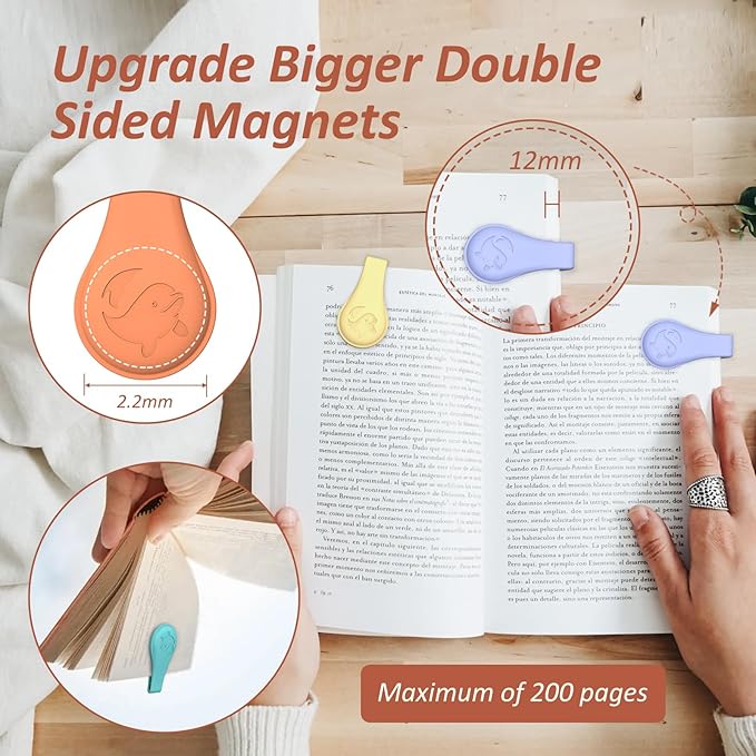 Magnetic Silicone Bookmarks for Reading Book, 6 PCS Extra Strong Magnetic Book Mark Clip Cute Dolphin Book Page Holders Accessories Gift for Women, Men, Book Lovers, Teachers, Readers, Kids