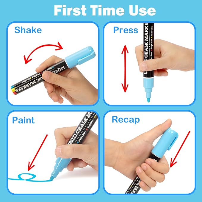 30 Pack Liquid Chalk Markers for Blackboard, Dry Erase Markers Pens for Chalkboard Calendar Window Car Glass, 6mm Reversible Tip, Dust-Free Chalk Pens for School Kids Bistro Businesses Restaurants