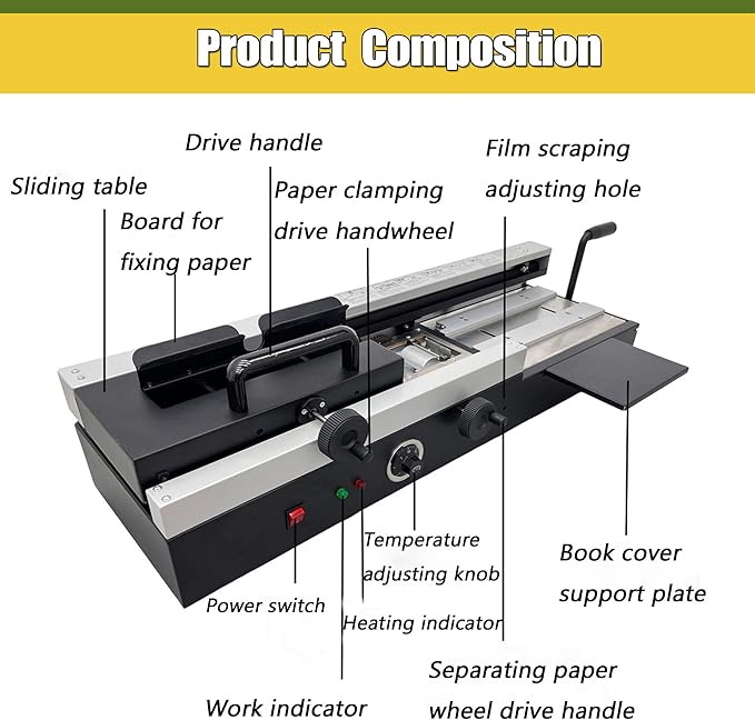 TECHTONGDA Hot Melt Glue Binding Machine A4 Desktop Hot Glue Book Binder, 110V Manual Book Binding Machine with Double Roller Applicator, 200 Books Per Hour