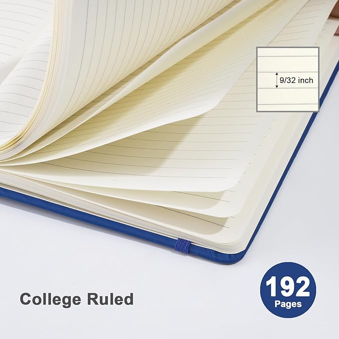 ViVin Lined Journal Notebooks for Work, 192 Pages, Medium 5.5 x 8.3 inch, College Ruled, A5 Hardcover Journaling Notebooks for Writing, 8 Pack Bulk