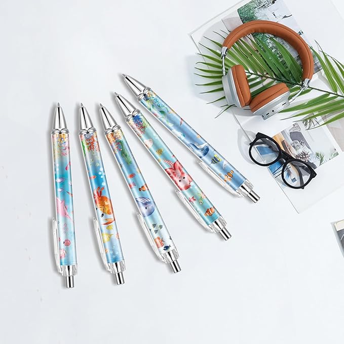 30 PCS Under Sea Ballpoint Pens Retractable Fish Shark Pens Under The Sea Party Favors with 1mm Black Ink Replaceable Ballpoint Pen Refill for Kids Birthday School Office Supplies(Under Sea,30)