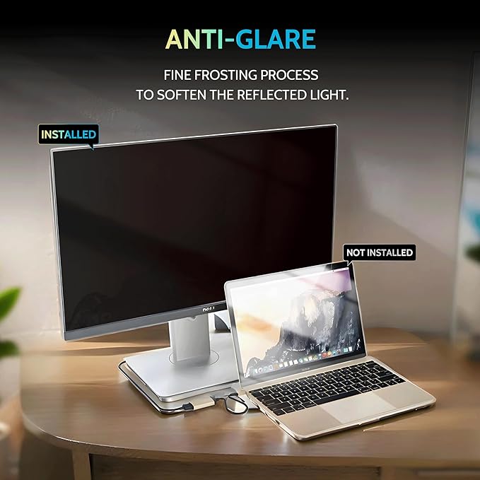 [2 Pack] 25 Inch Privacy Screen for Computer Monitor 16:9 Aspect Ratio, Eye Protection Anti Blue Light Glare Shield, 25inch Removable Black Blackout Anti Spy Desktop Security Private Filter