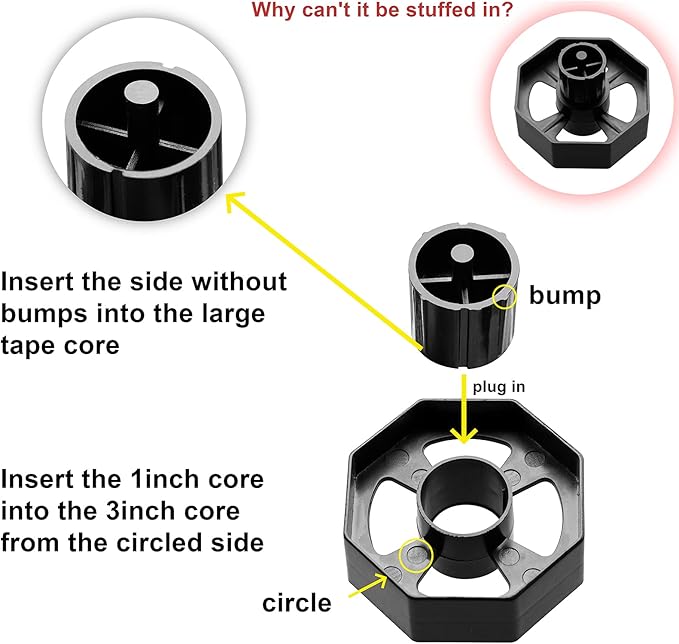 IHOMECOOKER Desktop Tape Dispenser Adhesive Roll Holder (Fits 1" & 3" Core) with Weighted Nonskid Base Black