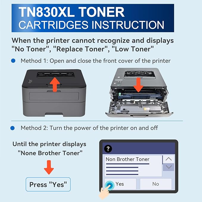 InkNI Compatible Toner Cartridges Replacement for Brother TN830XL TN830 TN 830 XL Toner Cartridges Work for HL-L2460DW DCP-L2640DW HL-L2480DW HL-L2400D HL-L2405W MFC-L2820DW Printer (Black, 2 Pack)