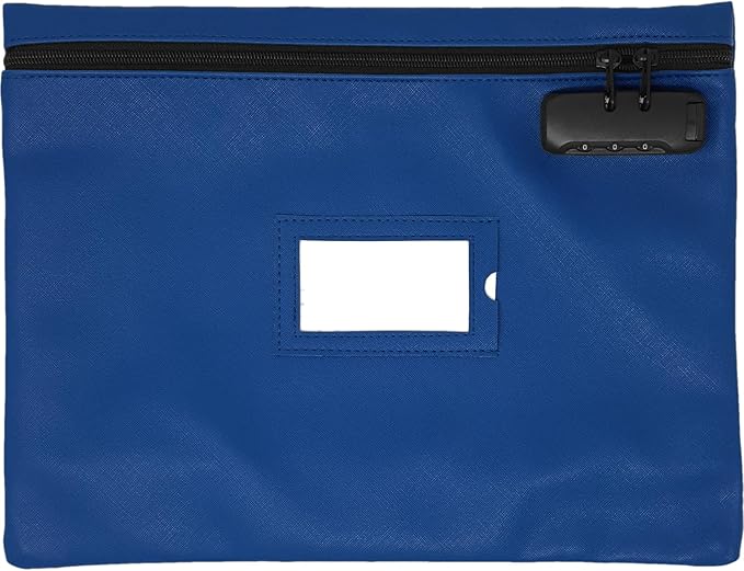 Notary Bag with Lock | 14x11 inch | Navy blue | Zipper Notary Supplies Bag | Locking Notary Bag for Notary Kit, Stamp, Embosser, Ink Pad, and Valuables | Locking Document Bag | Journal Carrying Case