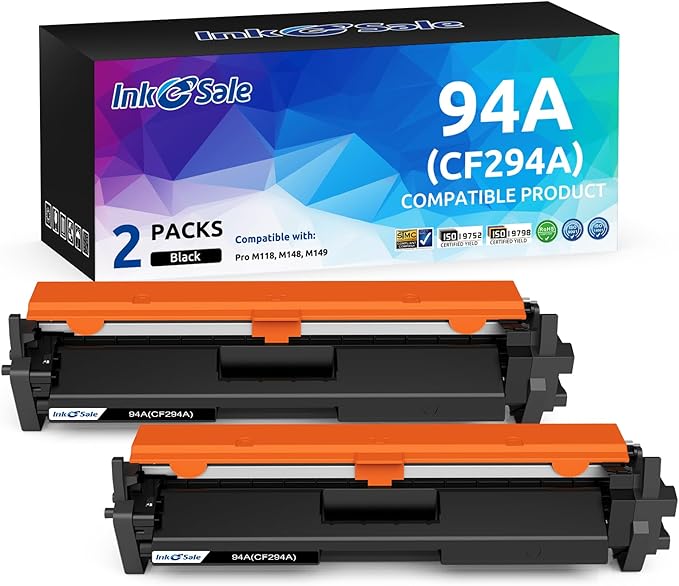 INK E-SALE 94A CF294A Toner Cartridge Replacement for HP 94A 94X CF294A CF294X Black Toner Cartridge for HP Laserjet Pro M118dw MFP M148dw M148fdw M149fdw Printer, 2-Pack