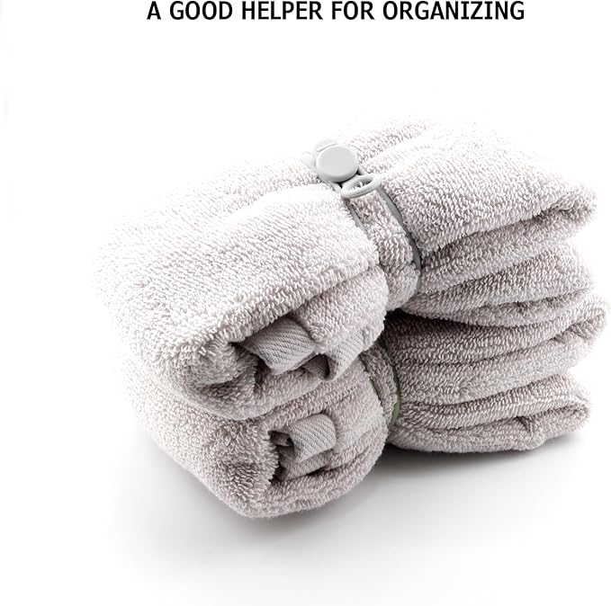 Silicone Cable Straps, 10pcs Extra-Long Reusable Hanging Organizer for Cables, Kitchen, Home, School (Black & White)