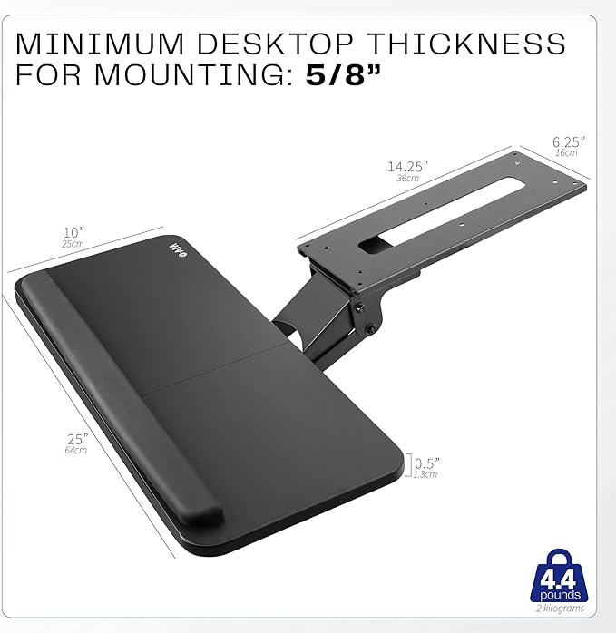 VIVO Adjustable Computer Keyboard & Mouse Platform Tray Ergonomic Under Table Desk Mount Drawer Underdesk Shelf (MOUNT-KB03B)