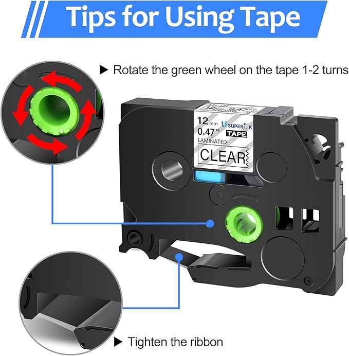 6PK Compatible for Brother P-Touch Label Maker Tape TZe-131 TZ-131 TZe131 TZ131 Black on Clear 12mm 1/2 inch 0.47'' x 26.2ft Laminated TZe TZ Label Tape for PT-H300LI P700 P710BT P750W