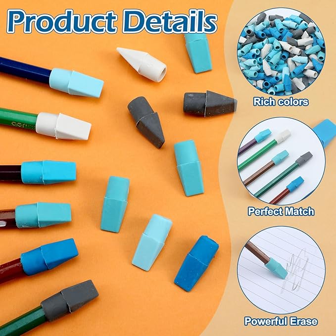 240 Pcs Pencil Top Erasers Cap Bulk Cute Pencil Toppers Erasers School Office Supplies for Students Teachers Art School Office Classroom Supplies(Blue)