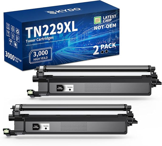 TN229XL Black Compatible Toner Cartridges Replacement for TN229 TN-229 TN 229 XL Toner Cartridges to Use with MFC-L3780CDW MFC-L3720CDW HL-L3280CDW HL-L3220CDW Printer(2 Blacks)