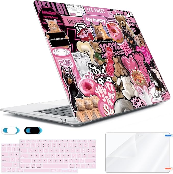 for MacBook Air 13 inch Case 2018 2019 2020 2021 2022 Release A2337 M1 A2179 A1932 Retina Display & Touch ID, Plastic Hard Shell Case +Keyboard Cover+Screen Protector+Webcam Cover, Puzzle