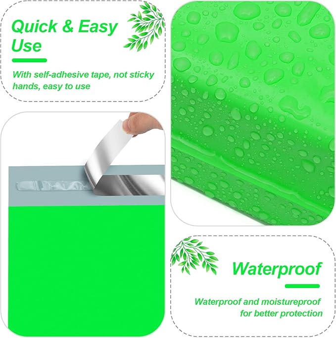 JinRuiKJ Thank You Poly Mailer 12x15.5 Inch 50 PCS, Shipping Bags for Clothing, Packaging Bags for Small Business, Strong Adhensive, Waterproof and Tear-Resistant Mailing Envelopes, Green