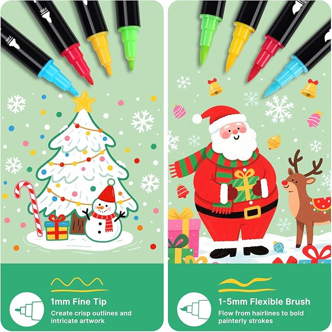 Tongfushop 84 Colors (14 Metallic) Acrylic Paint Marke, Dual Fine & Brush Tip Paint Pens, No Bleed & Quick-Dry with Case for Rock Painting, Canvas, Wood, Ceramic, Glass, Adult & DIY Art Supplies