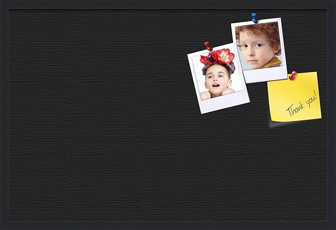 PinPix 36x24 Inch Cork Bulletin Board. This Decorative Framed Pin Board Comes with Solid Black Design and a Satin Black Frame. Ideal for Home Office Decor or Message Board (PinPix-622)