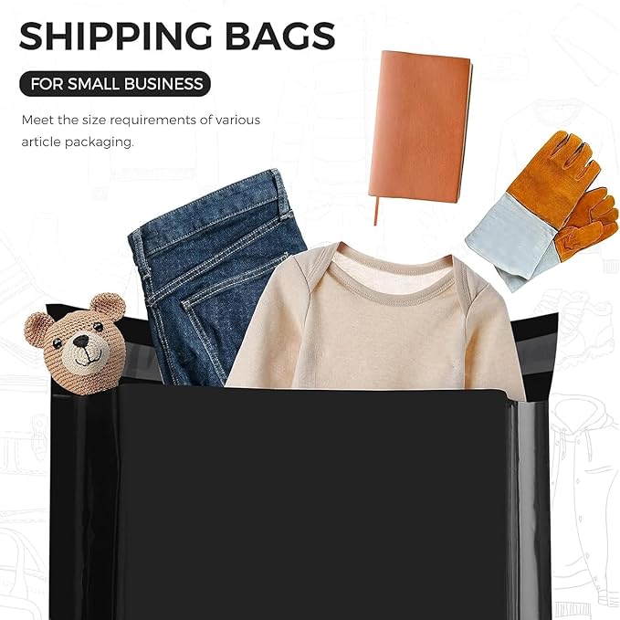 Metronic Poly Mailers 10x13 120000 Pack, Small Shipping Bags for Clothing, Waterproof Mailers Poly Bags, Shipping Envelopes Mailing Bags for Business, Bulk, Black
