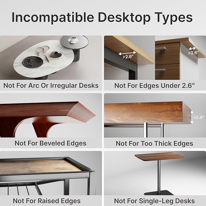 Desk Extender Tray, 24" x 12" Clamp On Desk Shelf, Desk Extension with Storage Drawer, Table Desk Arm Rest, Clamp On Keyboard Tray for Office and Home, Workstation Organizer, Medium, Walnut