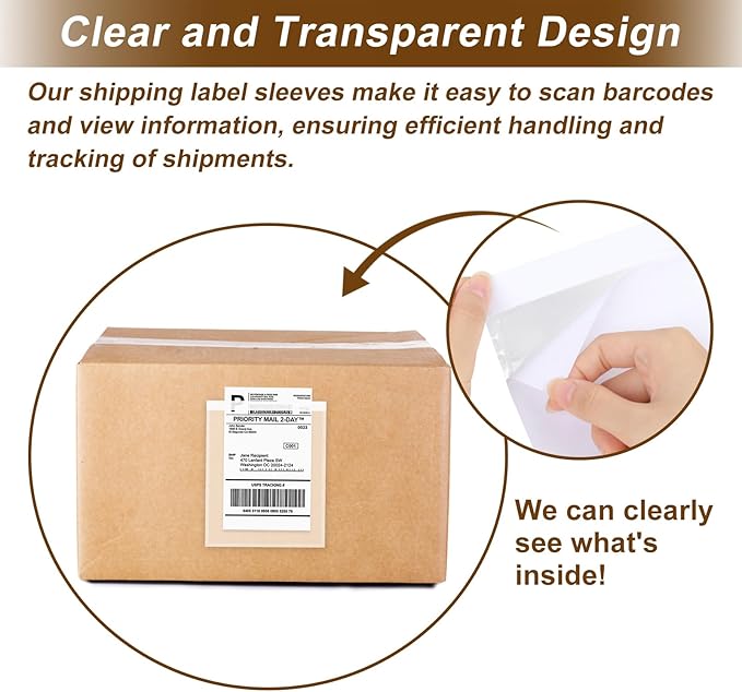 AZUREAL 100PCS Shipping Label Sleeves, 4.5" x 5.5" Packing Slip Pouches, Packing List Envelopes/Shipping Label Envelopes for Mailing, Packing List, Packaging, Protective Documents