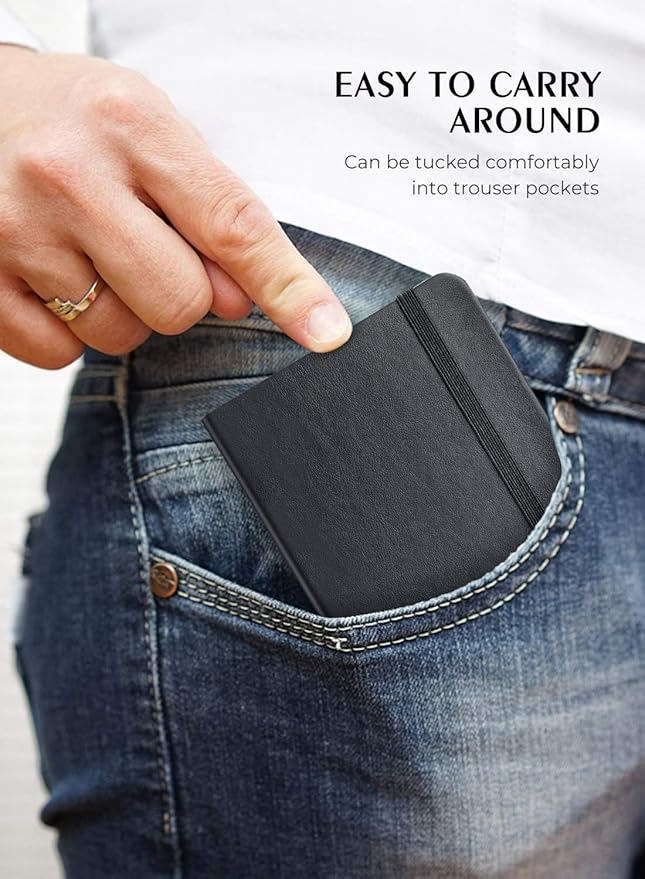 AISBUGUR Pocket Notebook, Small Notebook, 2-Pack Total 320 Pages,3.7" x 5.7" Pocket Notebook (2 Pack, Black1)