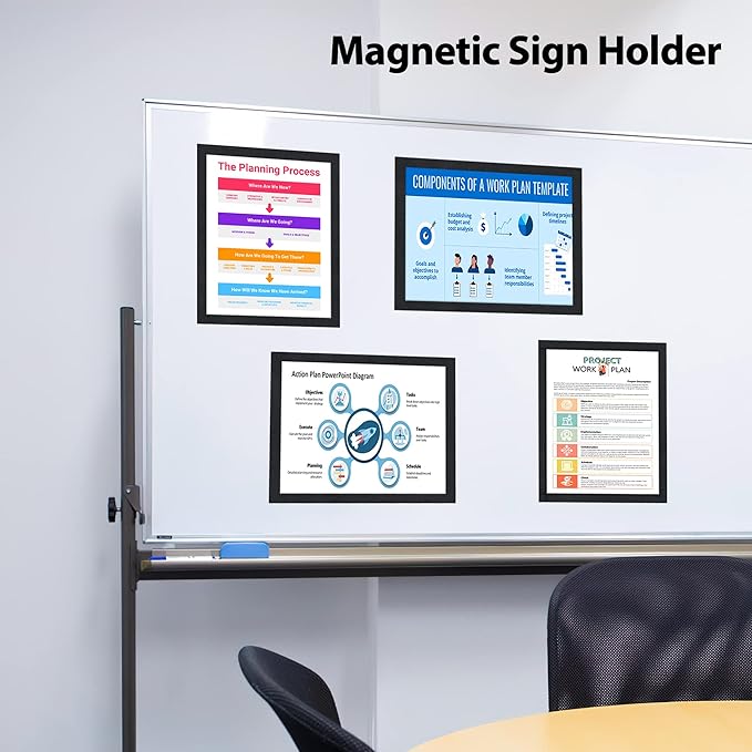 8.5"x 11" Self Adhesive Magnetic Sign Holder, Double Sided Window Magnetic Display Frame with Clear PVC and Strong Magnetic for Office,Home,Store,Door,Glass,Wall Display Frame(Black,20Pack)