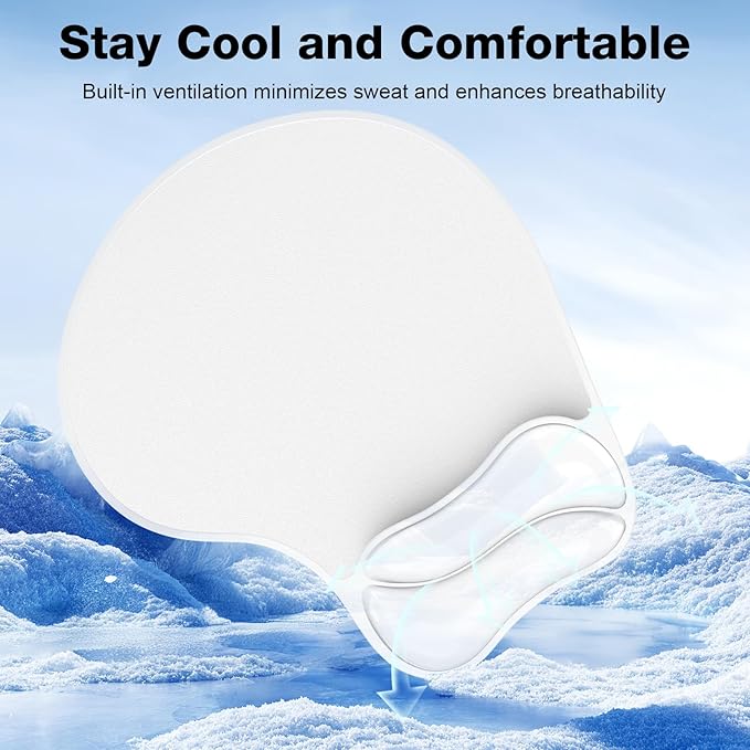 Mouse Pad with Gel Wrist Rest, Ergonomic Comfortable Computer Wrist Support for Laptop, Pain Relief Mousepad with Non-Slip PU Base for Office & Home Clear