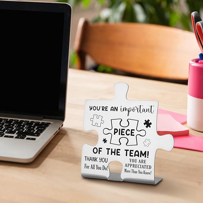Team Gifts for Employees, Coworkers, Women, Team Thank You Appreciation Gifts, Team Plaque, Team Puzzle Piece Gift, Team Christmas Team Work Office Desk Decor Gifts Decorative Signs Plaques WDD20