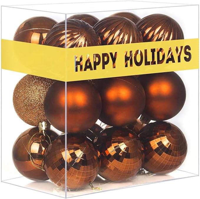 Bronze 3.2" Large Christmas Balls - Christmas Tree Decoration Ornaments Shatterproof Hanging Balls for Birthday Halloween Holiday Wedding Decorations Set of 18pcs