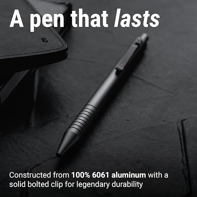 Everyman Grafton Full Click Refillable 0.7mm Ball Point Pen, Aegean | Sleek Anodized Aluminum EDC Pen with Deep Grooved Grip | Smooth Writing Pocket Pen for Office, Travel, Gifting & Daily Use