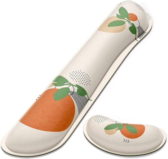 Dapesuom Enlarge Keyboard Wrist Rest, Memory Foam Wrist Cushion for Desk Mats Support, Typing Pain Relief Keyboard Mouse Pad Rests Set with Non-Slip Base for Gaming Laptop Office Computer, Painting