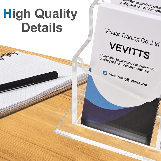 Vertical Business Card Holder, Acrylic Business Card Display, Clear Desktop Business Card Stand for Exhibition, Home & Office Clear 3 Tiers 12 Slots