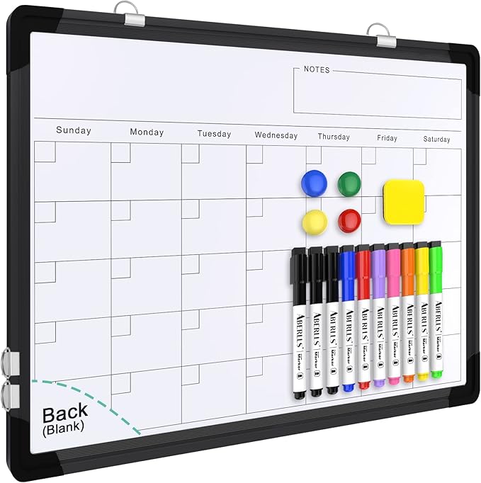 Small Monthly Calendar Dry Erase Whiteboard for Wall, 16in x 12in Magnetic Dry Erase Board, Hanging Double-Sided White Board, Portable Board for Drawing, Kitchen, Planning, Memo, School, Home, Office