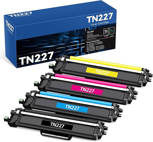 TN227 TN-227 Toner Cartridges 4Pack HL-L3210CW HL-L3270CDW HL-L3230CDW Compatible for Brother TN227 Toner Cartridges Combo Pack Compatible for HL-L3290CDW MFC-L3710CW MFC-L3770CDW HL-L3230CDN Printer