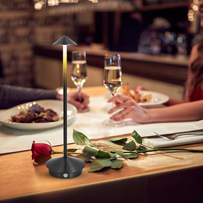 Cordless Table Lamp, Portable Led Desk Lamp 6000mAh Battery Operated Table Lamp, Mordern Rechargeable Night Light in Aluminum, Dimmable Table Light for Indoor Outdoor