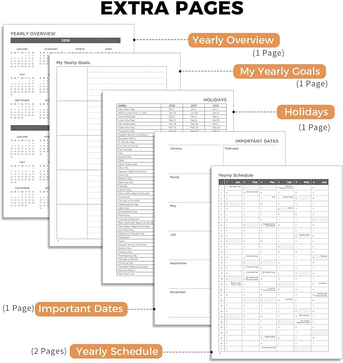 AHGXG 2026 Planner, Weekly and Monthly Planner for Women, Jan 2026 - Dec 2026, Medium Size (5.7" x 8.3"), Calendar 2026, Hardcover with Monthly Tabs, Spiral-Bound, 100 GSM Thick Paper, Colourful Tree