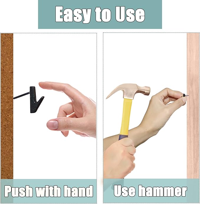 30 PCS Picture Hanging Nails Hooks, Push Pins Thumbtacks for Wall, Wall Hooks Picture Hangers, Renter Freindly Decor Small Nails for Hanging Pictures Tapestry Frame Art