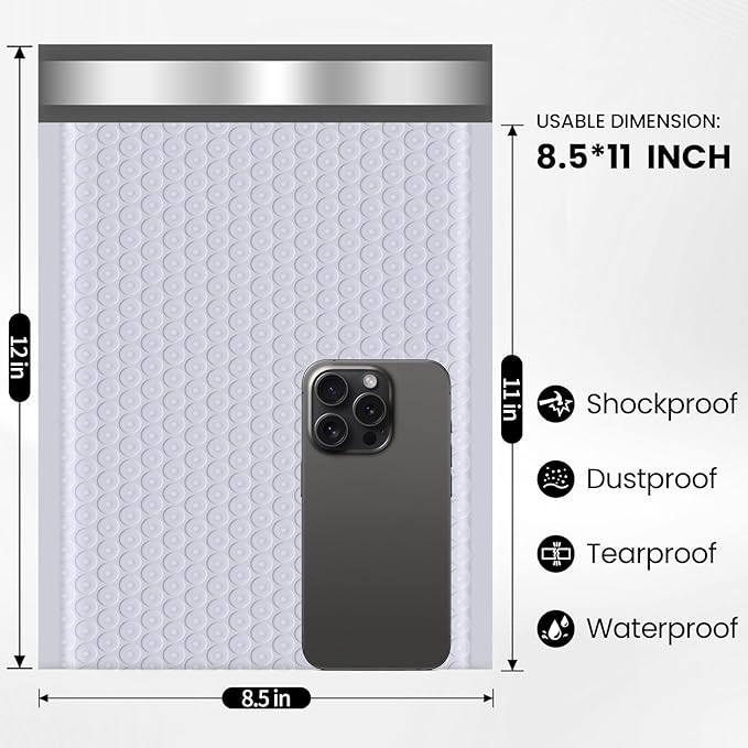 Bubble Mailers 8.5x11inch 25Pack Gray Bubble Mailers Self-Seal Padded Mailing Envelopes Bubble Opaque Padded Mailer for Small Businesses to Package and Mail Jewelry Cosmetics#2（white，gray）