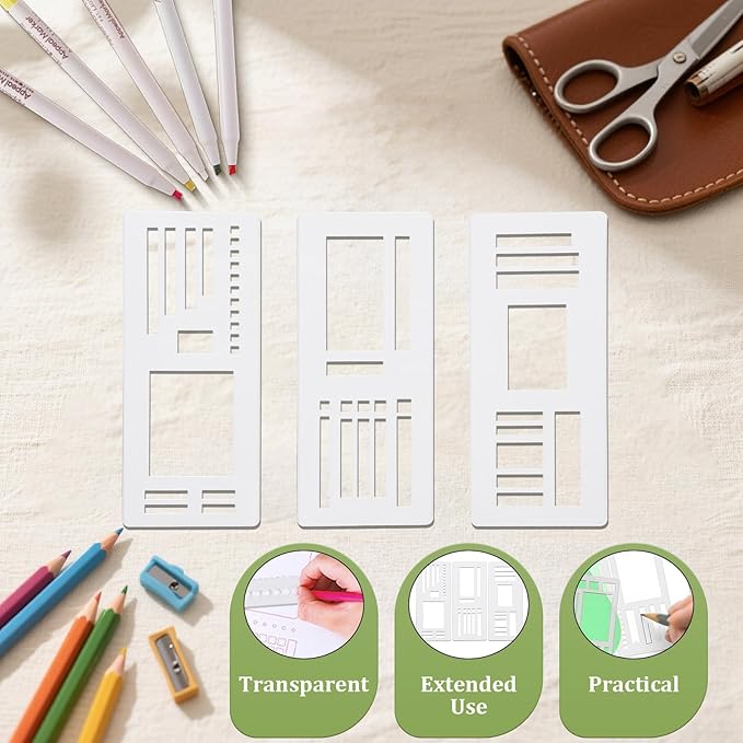 Handmade Flexible Record Template, Reusable Flexible Planner Stencils for Dot Grid Journaling, Calendar, Checklists, Scrapbooking & DIY Craft Supplies (B)