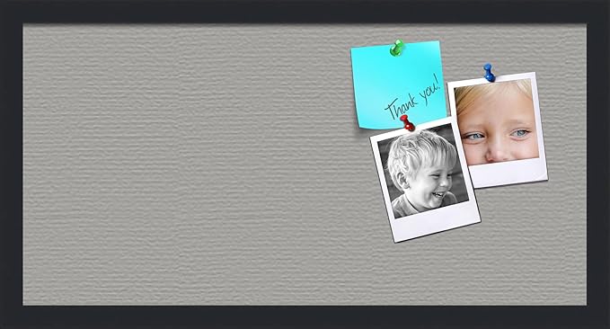 PinPix 24x12 Inch Cork Bulletin Board. This Decorative Framed Pin Board Comes with Dark Stone Design and a Satin Black Frame. Ideal for Home Office Decor or Message Board (PinPix-1808)