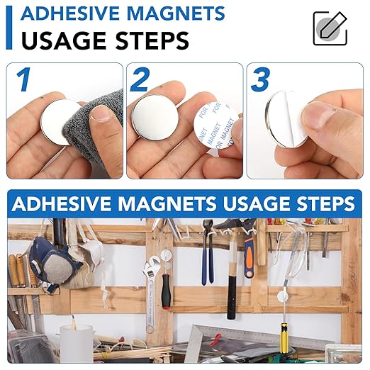 LOVIMAG Super Strong Neodymium Disc Magnets, Powerful Rare Earth Magnets with Double-Sided Adhesive for Fridge, DIY, Building, Scientific, Craft, and Office - 1.26 inch x 1/8 inch, Pack of 150