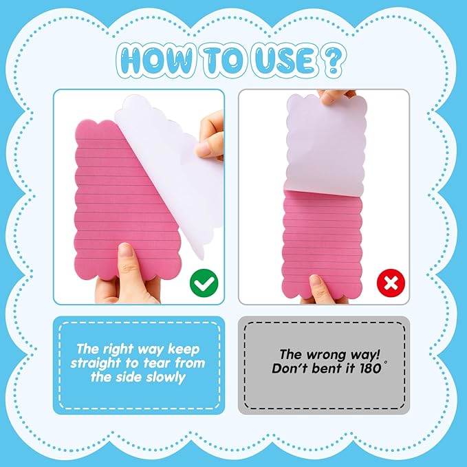 Eaasty 8 Pack Scalloped Sticky Notes Bulk Christmas Cute Self Sticky Note Pads Multi Color Bright Vintage Note Pads or School Office Supplies 240 Sheet(4" X 6",Lined Multi Color)