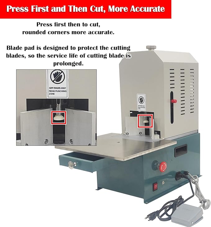 INTBUYING Electric Corner Rounder, Round Corner Cutter Cutting Machine, Corner Rounding Machine, Feature 7 Types of Blades R3 R4 R5 R6 R8 R9 R10, with Foot Switch for Notebook Name Cards PVC Paper