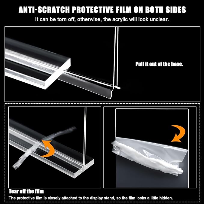 6pack Acrylic Sign Holder 5 X 7, Vertical T Shape Clear Plastic Sign Holder, Double-Sided Menu Holder, Unbreakable Table Sign Holder for Restaurant, Office, School, Store and Home Use